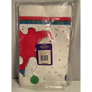 Dinosaur Birthday Vintage Paper Tablecloth- CA REED -NEW Balloon 52x96 Cover